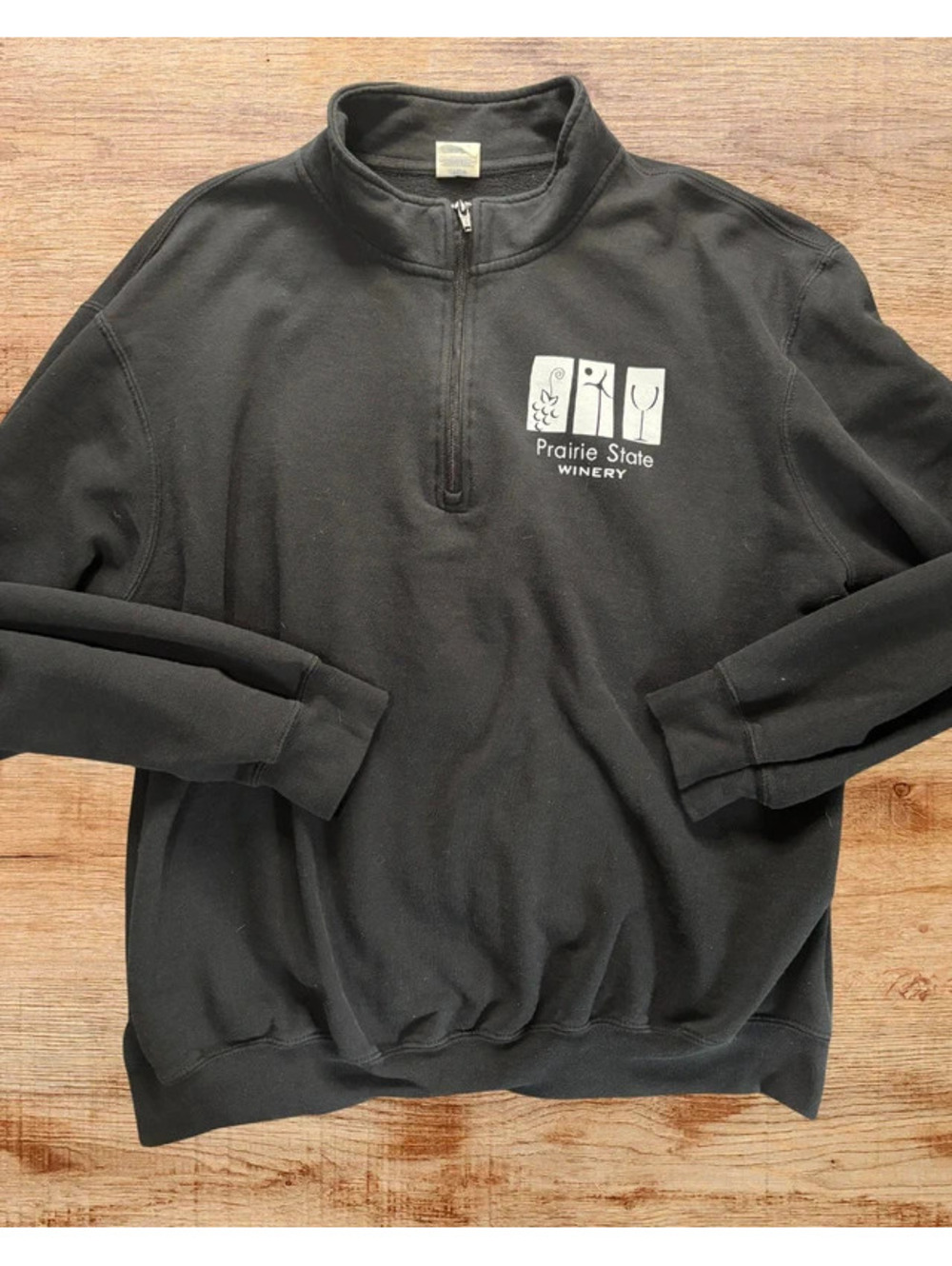 Prairie State Winery Black Quarter Zip Pullover Sweatshirt Size XL
